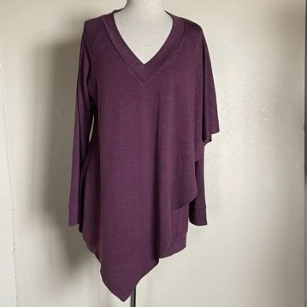 Soft Surroundings Madeline Jersey Knit Asymmetrical Tunic w Overlay sz LG